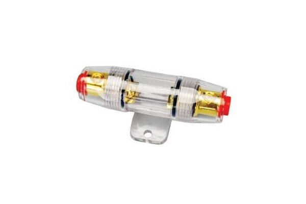 tomzz Audio Kfz-Sicherungshalter AGU Sicherungshalter transparent Kabel bis  25qmm, vergoldet, 20A Siche